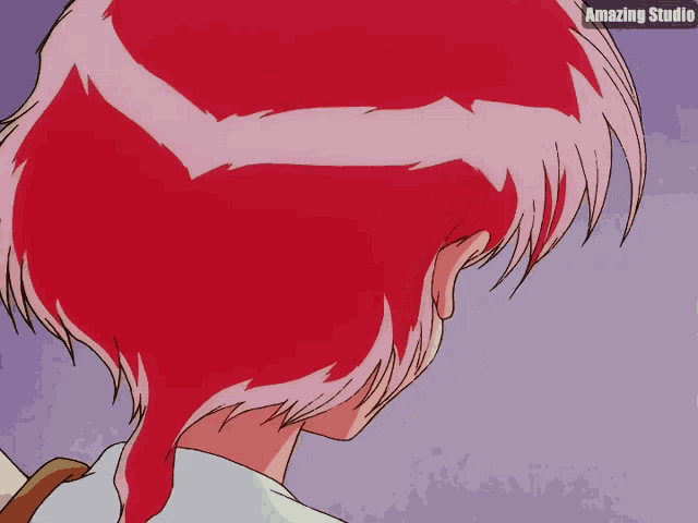 a drawing of a girl with red hair and the words amazing studio above her