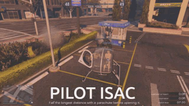 a video game screen shows a helicopter with the name pilot isaac on the bottom
