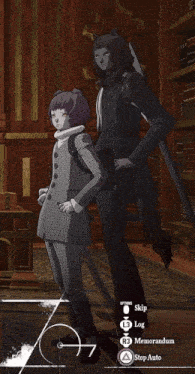 a screenshot of a video game shows a man and a girl