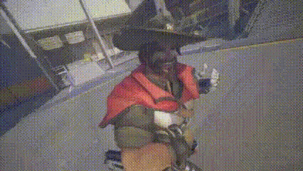 a man in a cowboy hat is holding a gun with the words true on it