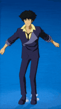 a cowboy bebop character making a funny face