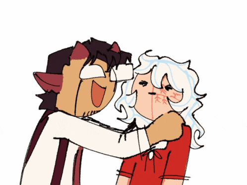 a cartoon of a man holding another man 's neck
