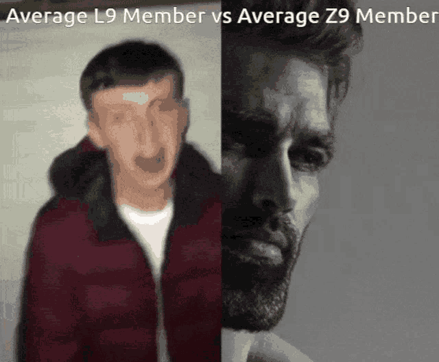 average l9 member vs average z9 member written on a picture