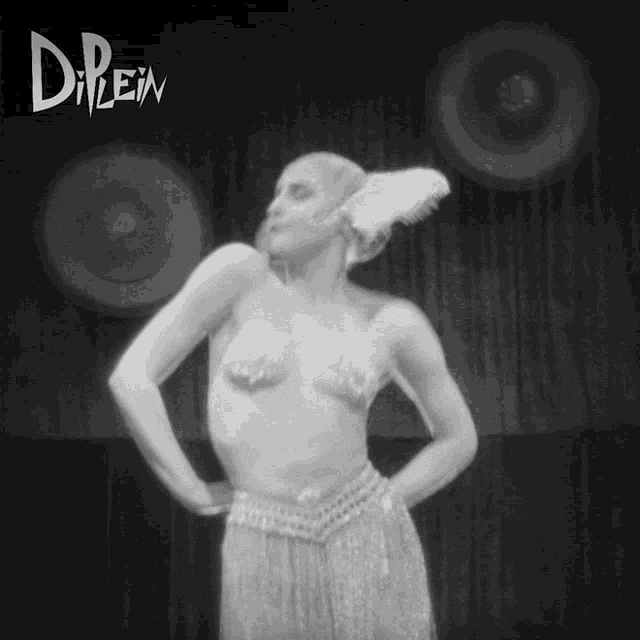 a black and white photo of a woman with the word dirlein on the bottom right
