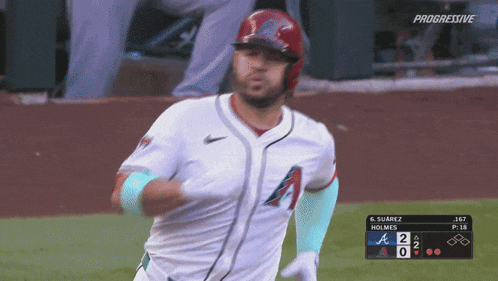 a baseball player is running on the field with progressive written on the bottom of the screen
