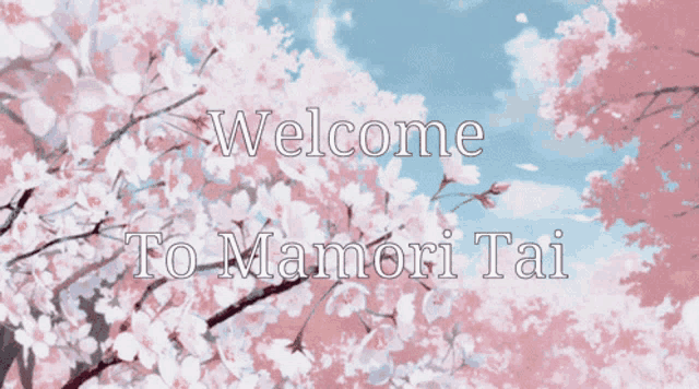 a cherry blossom tree with the words welcome to mamori tai on it