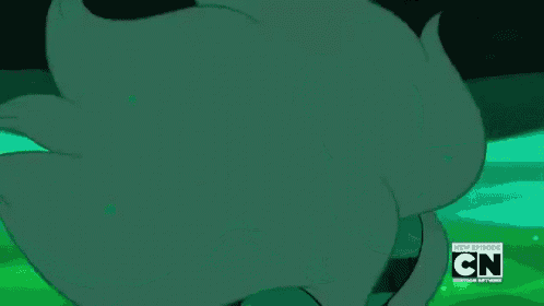 a cartoon character is standing next to a giant green cartoon character .