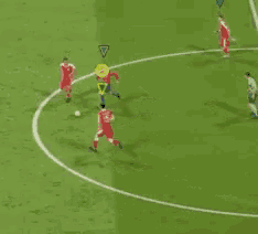 a soccer game with the goon says no on the screen
