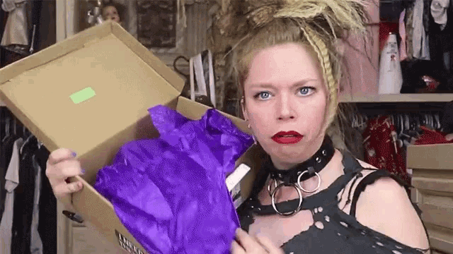 Unboxing Shoe Box GIF - Unboxing Shoe Box Purple Wrapper GIFs
