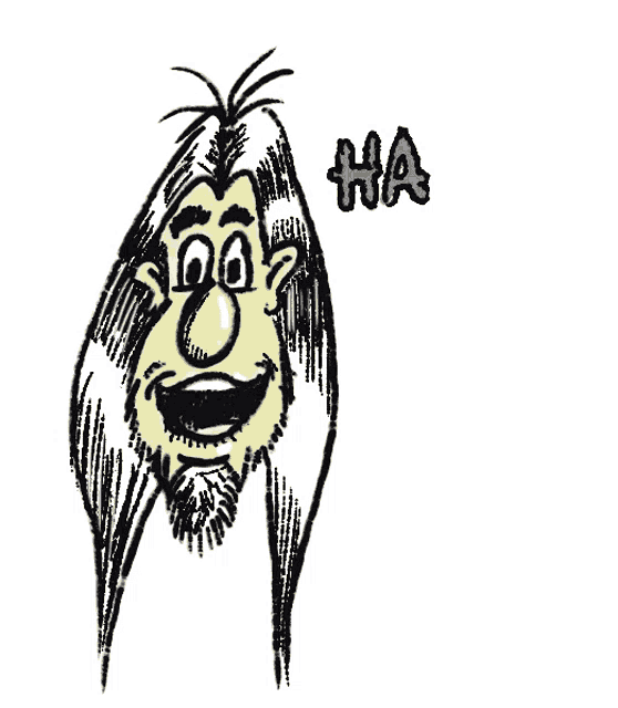 a drawing of a man with a beard and the words ha t'es trop con written below it