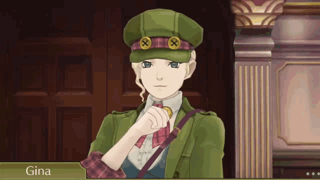 gina is a character in a video game with a green hat
