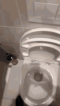 a close up of a toilet with the lid open