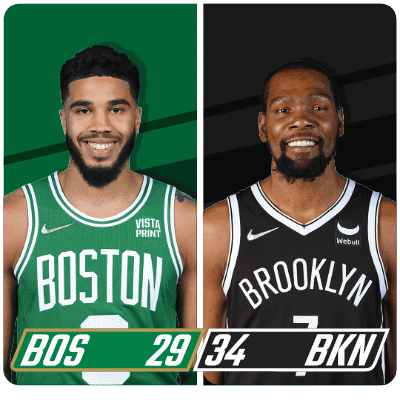 Boston Celtics (29) Vs. Brooklyn Nets (34) First-second Period Break GIF - Nba Basketball Nba 2021 GIFs