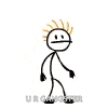 a stick figure is holding a gun in his hand and shooting a star .