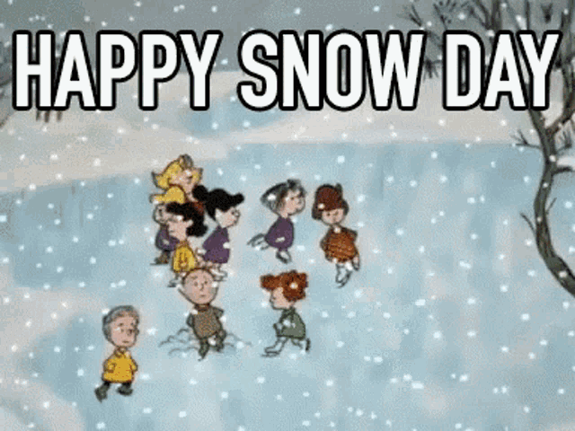Happy Snow Day Kids Peanuts GIF - Happy Snow Day Kids Peanuts Ice Skating GIFs