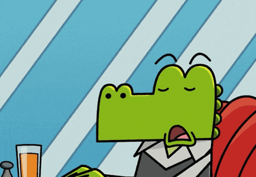 a cartoon drawing of a crocodile wearing a suit and tie