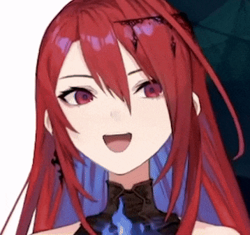 a close up of a girl 's face with red hair and red eyes