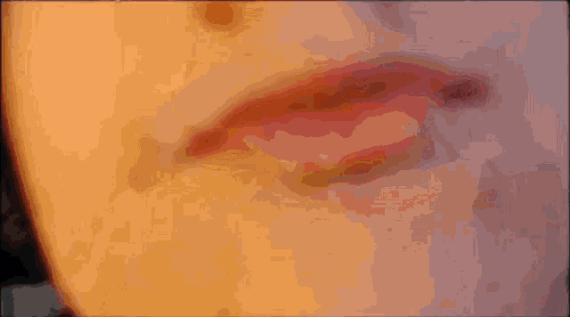 a painting of a red and orange background with a black border