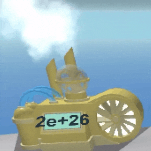 a cartoon drawing of a machine with the number 2e + 26 on it