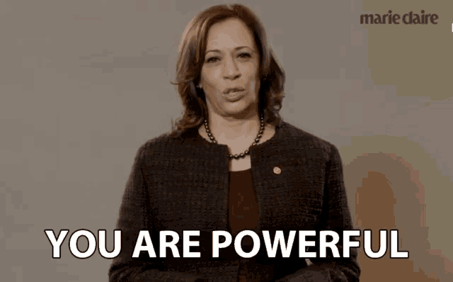 a woman says " you are powerful " in front of marie claire