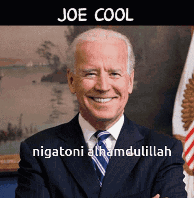 a picture of joe biden with a caption saying joe cool