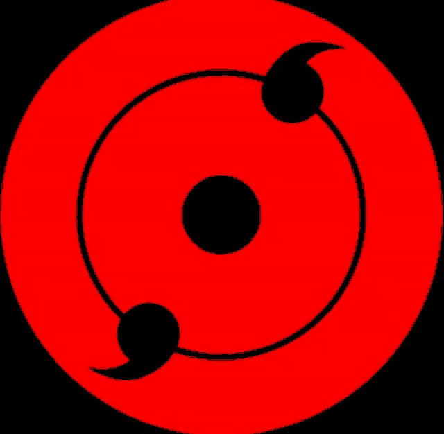 a red and black circle with a black circle in the middle