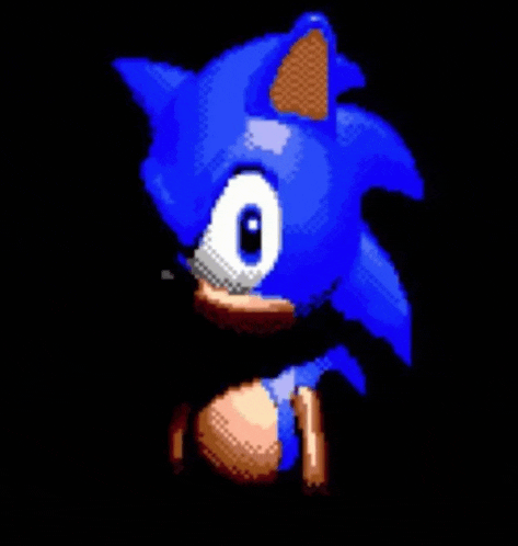 a pixel art of a blue sonic the hedgehog