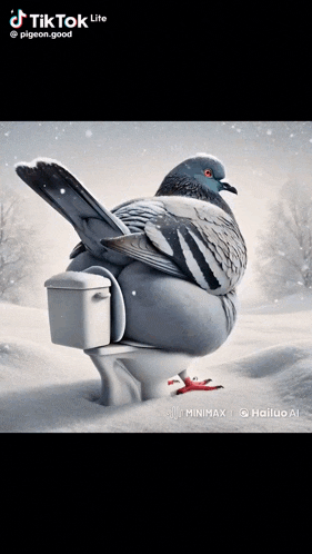 a pigeon is sitting on top of a toilet