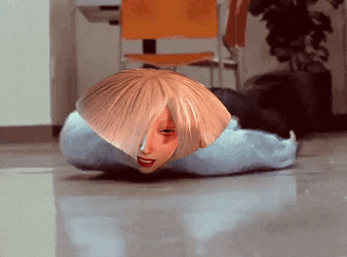 a painting of a woman laying on the floor with a hat on her head