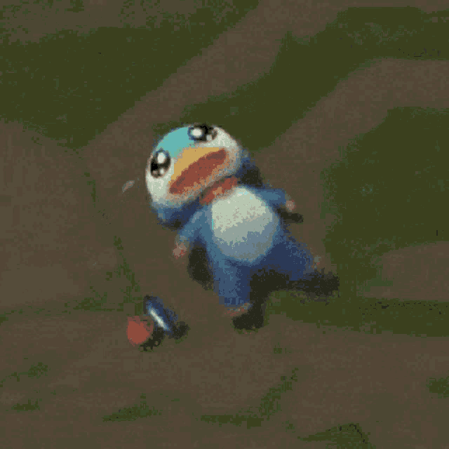 a pixelated image of a cartoon character with a hat
