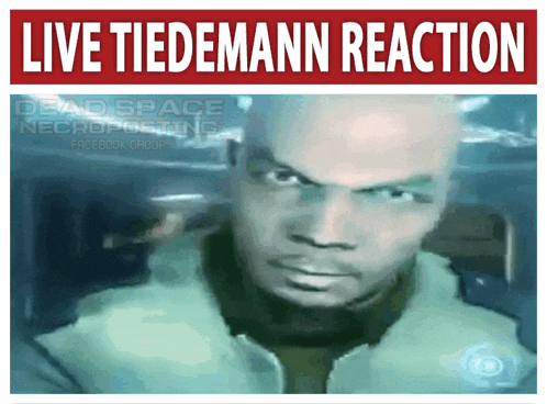 a poster with a picture of a man and the words " live tiedemann reaction "