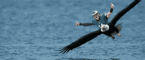 a man in a philadelphia eagles jersey rides an eagle in the water