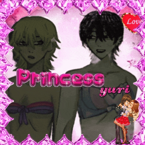 a picture of a man and a woman with princess yuri written on the bottom