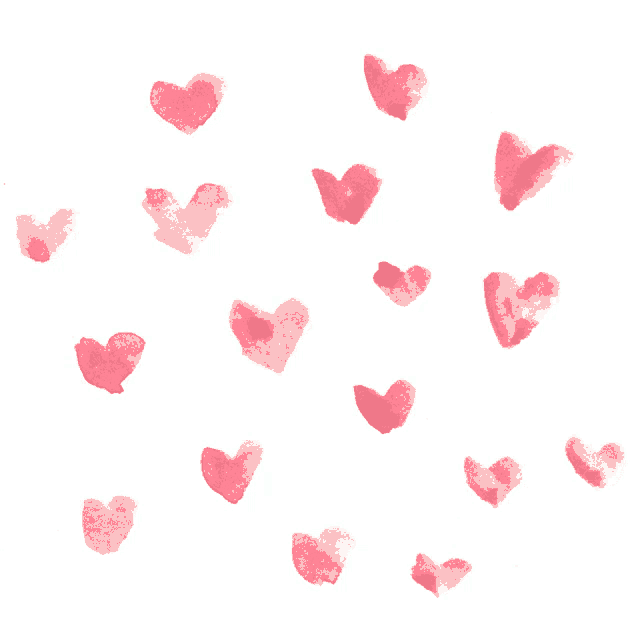 a white background with red hearts painted in different sizes