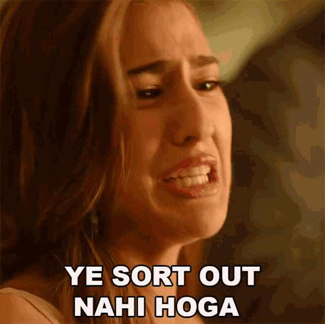 a woman is crying with the words ye sort out nahi hoga behind her