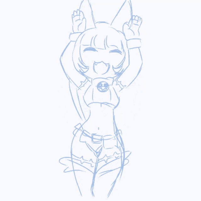 a drawing of a girl with a cat ears