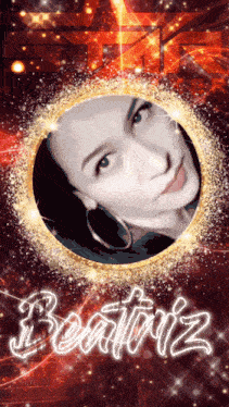 a picture of a woman in a circle with the name beatriz