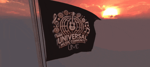 a black flag that says universal music community umc on it