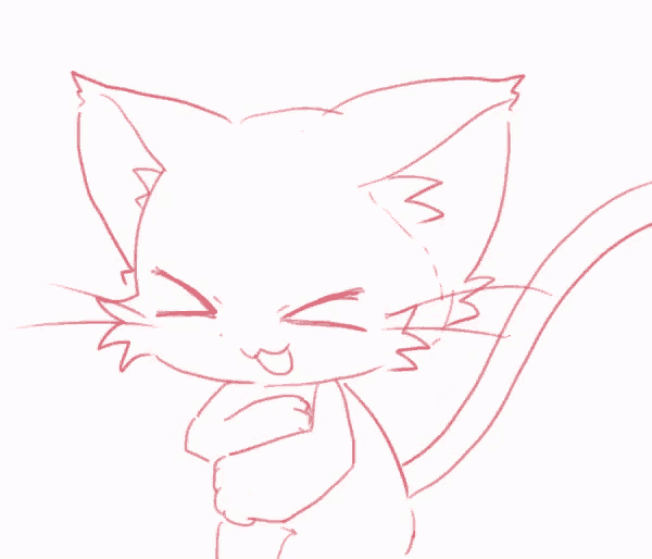 a drawing of a cat with a smiley face