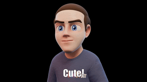 a cartoon character wearing a shirt that says cute on it