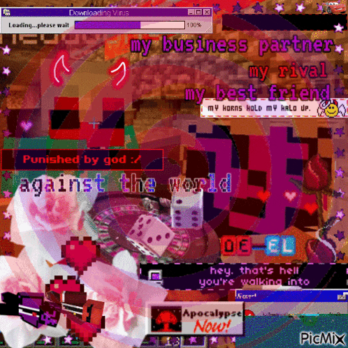 a computer screen with the words " my business partner my rival my best friend " on it