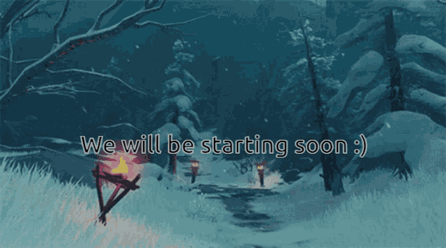 a sign that says we will be starting soon on it