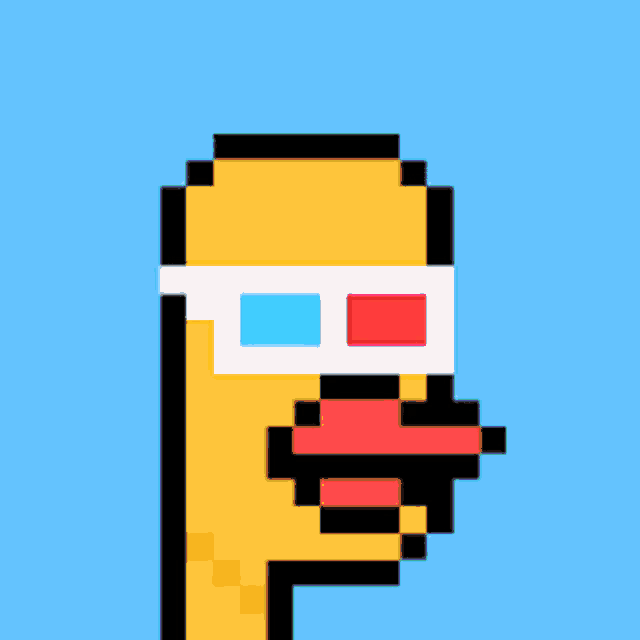 a pixel art of a duck wearing pink glasses and smoking a cigarette