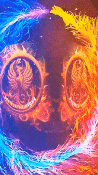 a colorful background with a phoenix and the words phoenix fireworks