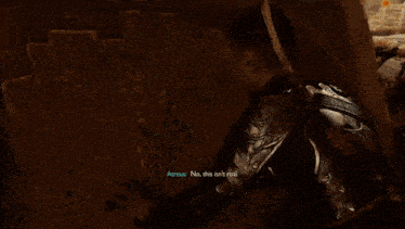 a man in a video game is surrounded by fire and says " across "
