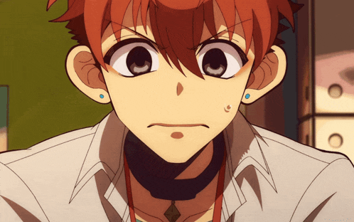 a close up of a person 's face with red hair