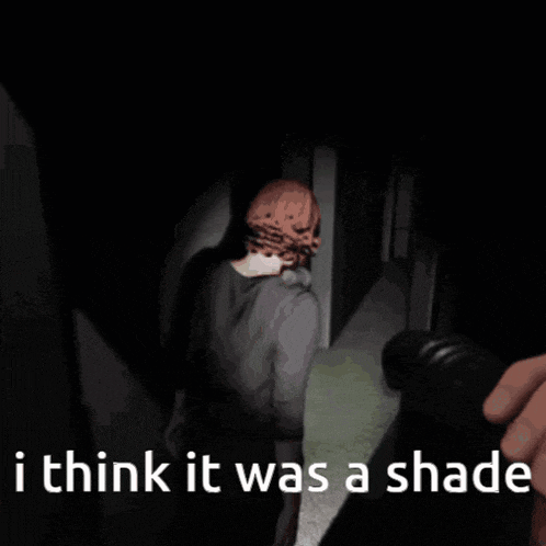 a woman covering her ears in a dark room with the words " i think it was a shade "