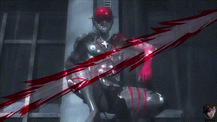 a man in a suit is surrounded by blood .