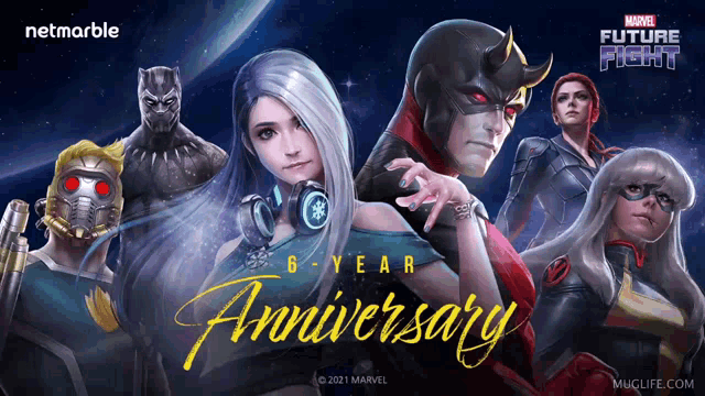 a marvel future fight 6 year anniversary celebration poster