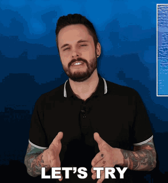 a man says let 's try with his hands outstretched